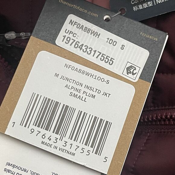 THE NORTH FACE Men's Junction Insulated Jacket Small Maroon NEW Outdoors Nature - Picture 4 of 9